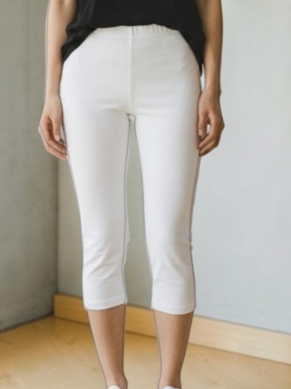 HUE White Cropped Ponte Capri Pants #CAP15 - Picture 1 of 9